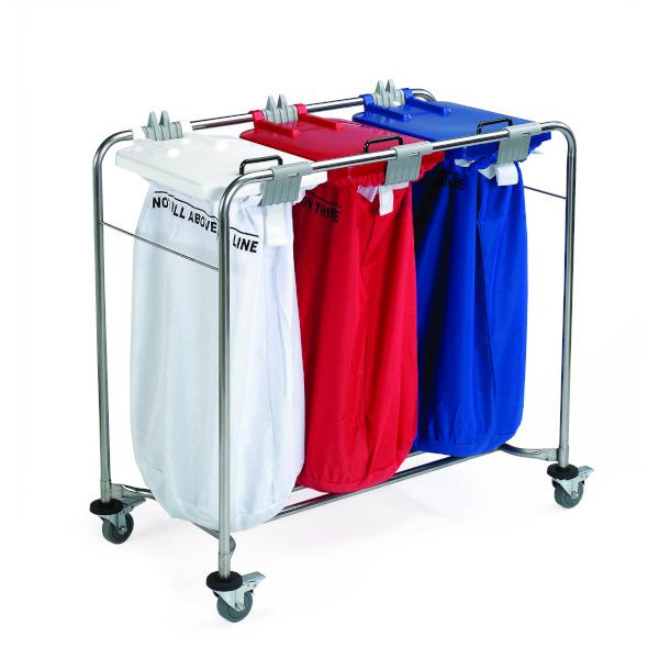 Stainless-Steel-Triple-Bag-Laundry-Cart