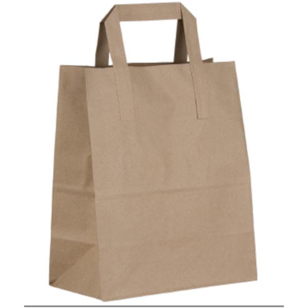 Large-SOS-Brown-Paper-Takeaway-Carrier-With-Tape-Handles-
H:305mm-W:250mm-Gusset:140mm